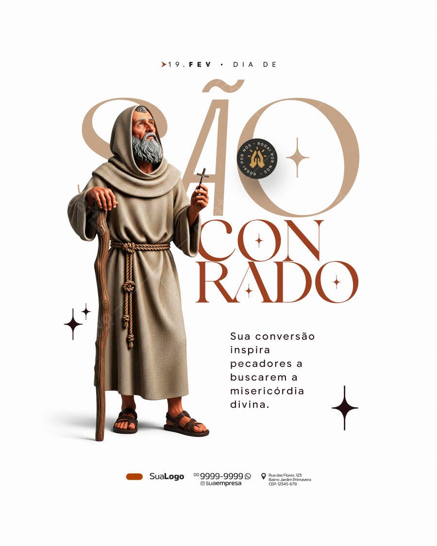 Post Instagram Dia de São Conrado 19 de Fevereiro PSD Editável