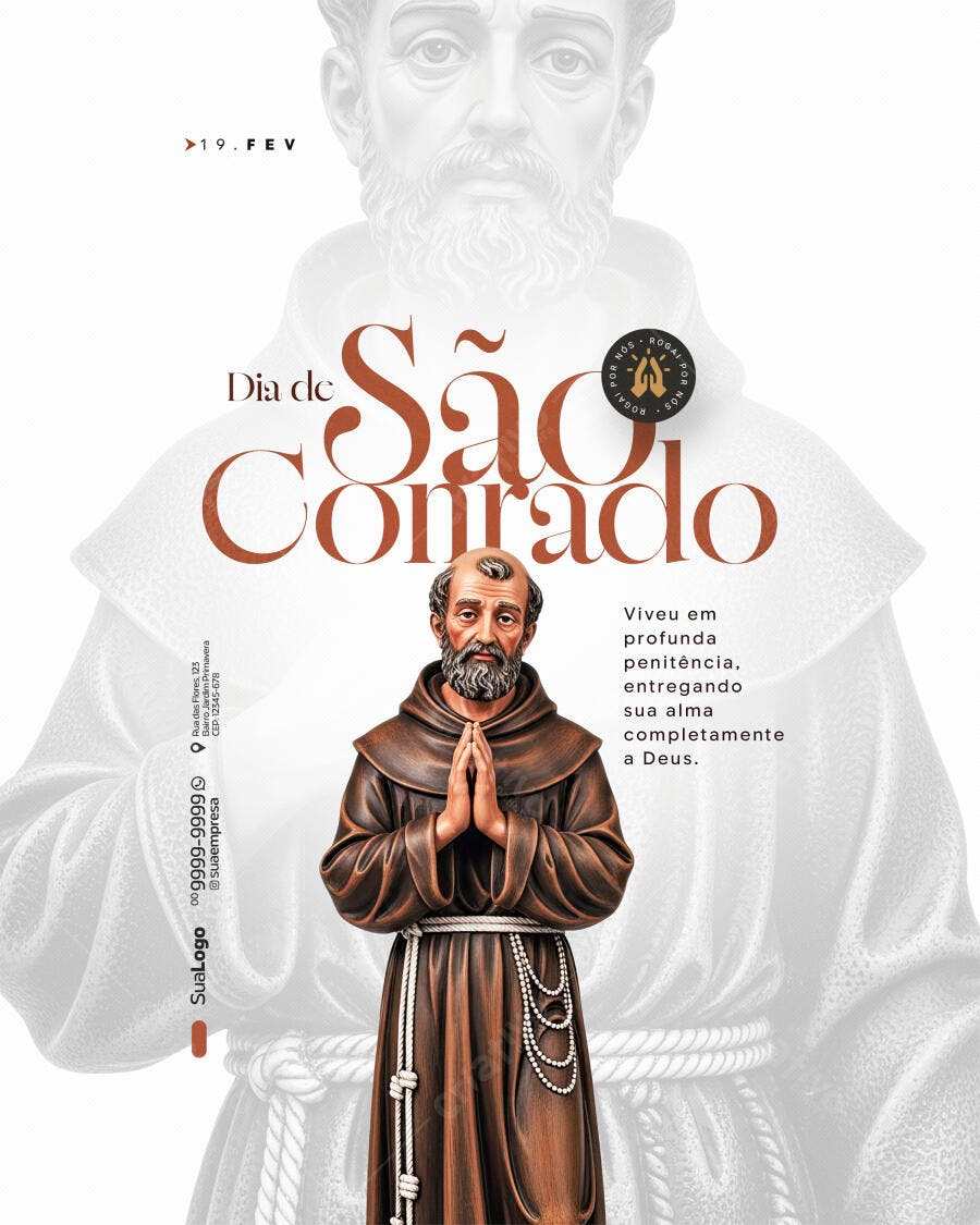 Post Dia de São Conrado 19 de Fevereiro PSD Editável