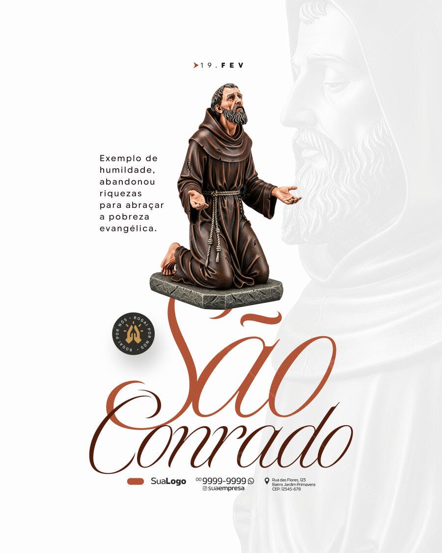 Post Instagram São Conrado 19 de Fevereiro PSD Editável