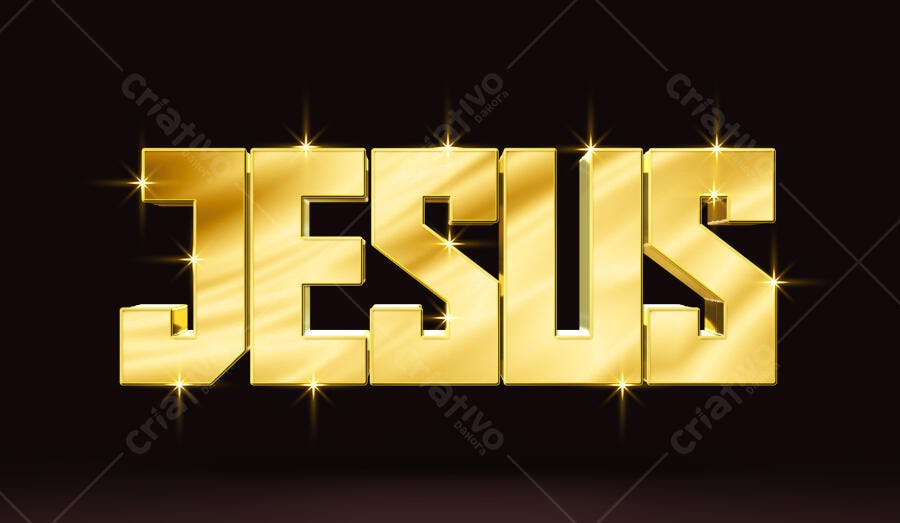 Texto 3D Dourado Jesus PSD Editável