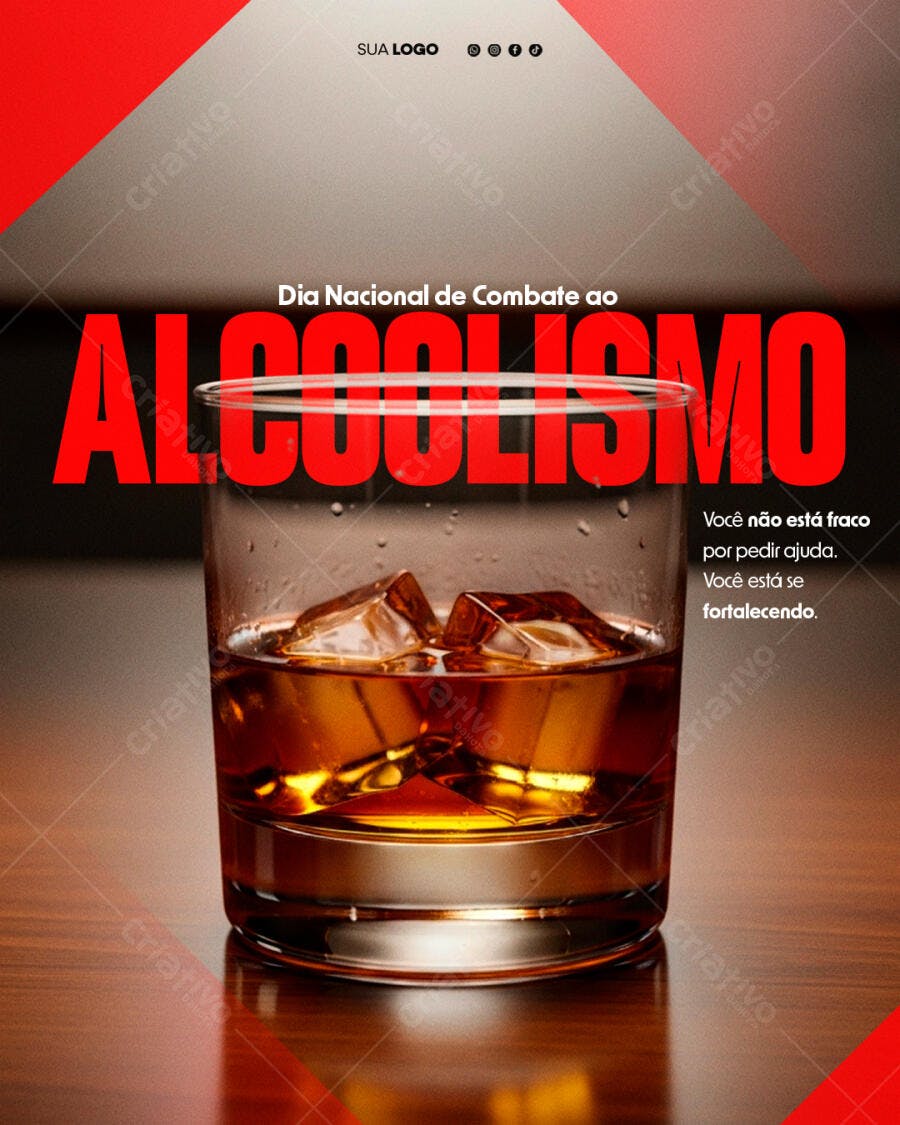 Post Dia Nacional Combate Alcoolismo PSD Editável