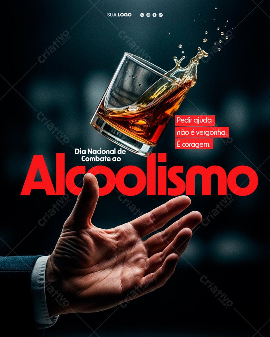 Post Dia Nacional Combate Alcoolismo PSD Editável