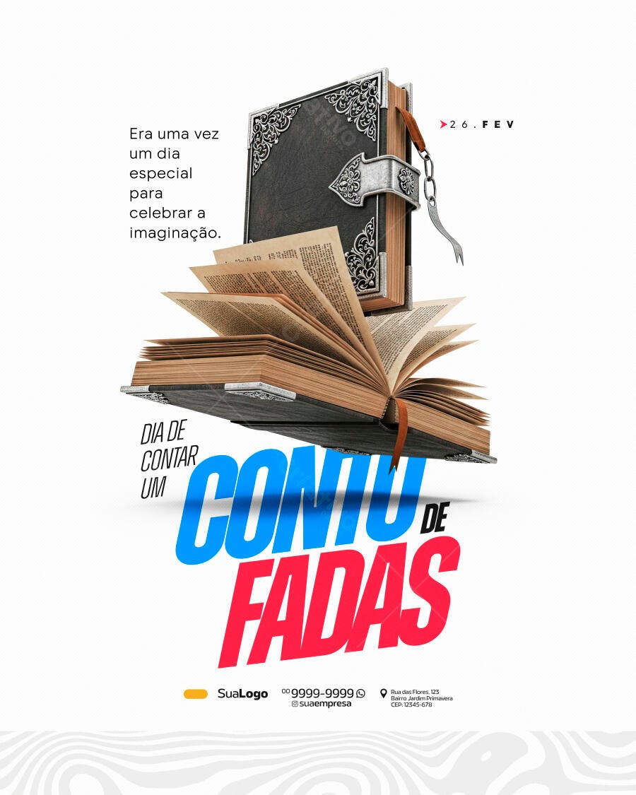 Post Instagram Dia de Contar um Conto de Fadas PSD Editável