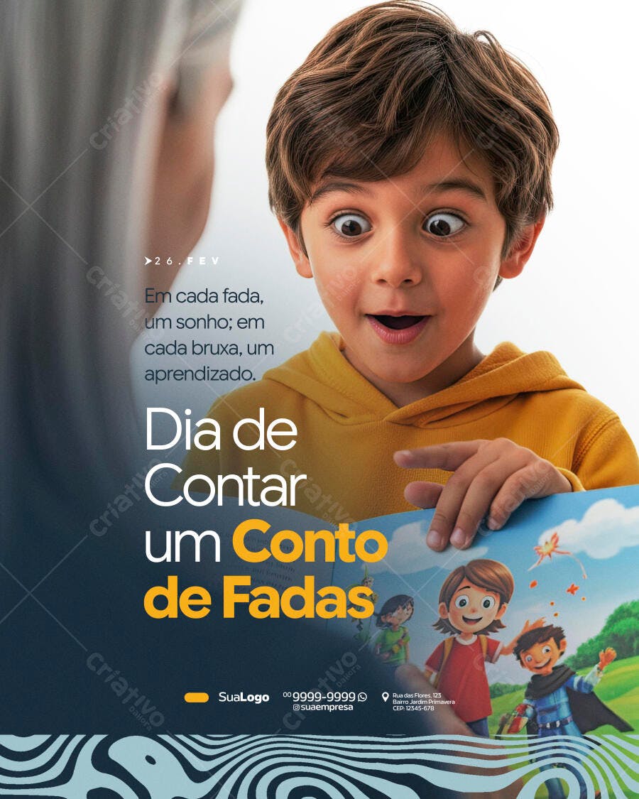 Post Instagram Dia de Contar um Conto de Fadas PSD Editável