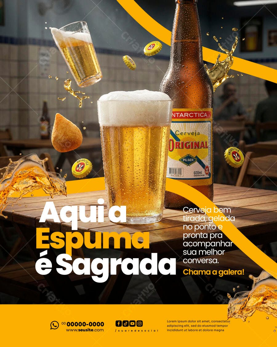 Post Instagram Cervejaria Bar Boteco PSD Editável