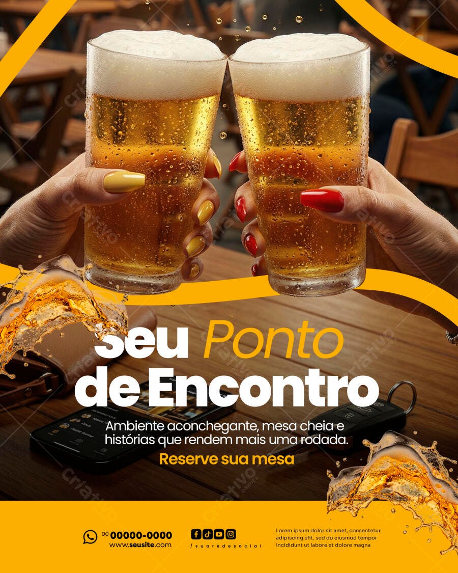 Flyer Bar Happy Hour Cerveja PSD Editável