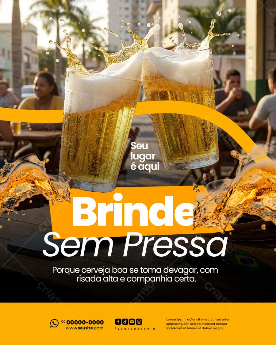 Flyer Bar Cerveja Brinde Sem Pressa PSD Editável