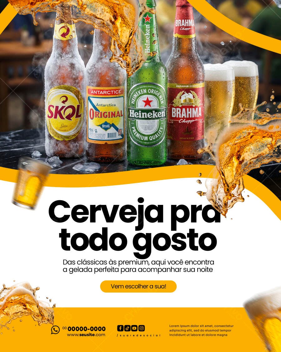 Flyer Cerveja Bar Restaurante PSD Editável