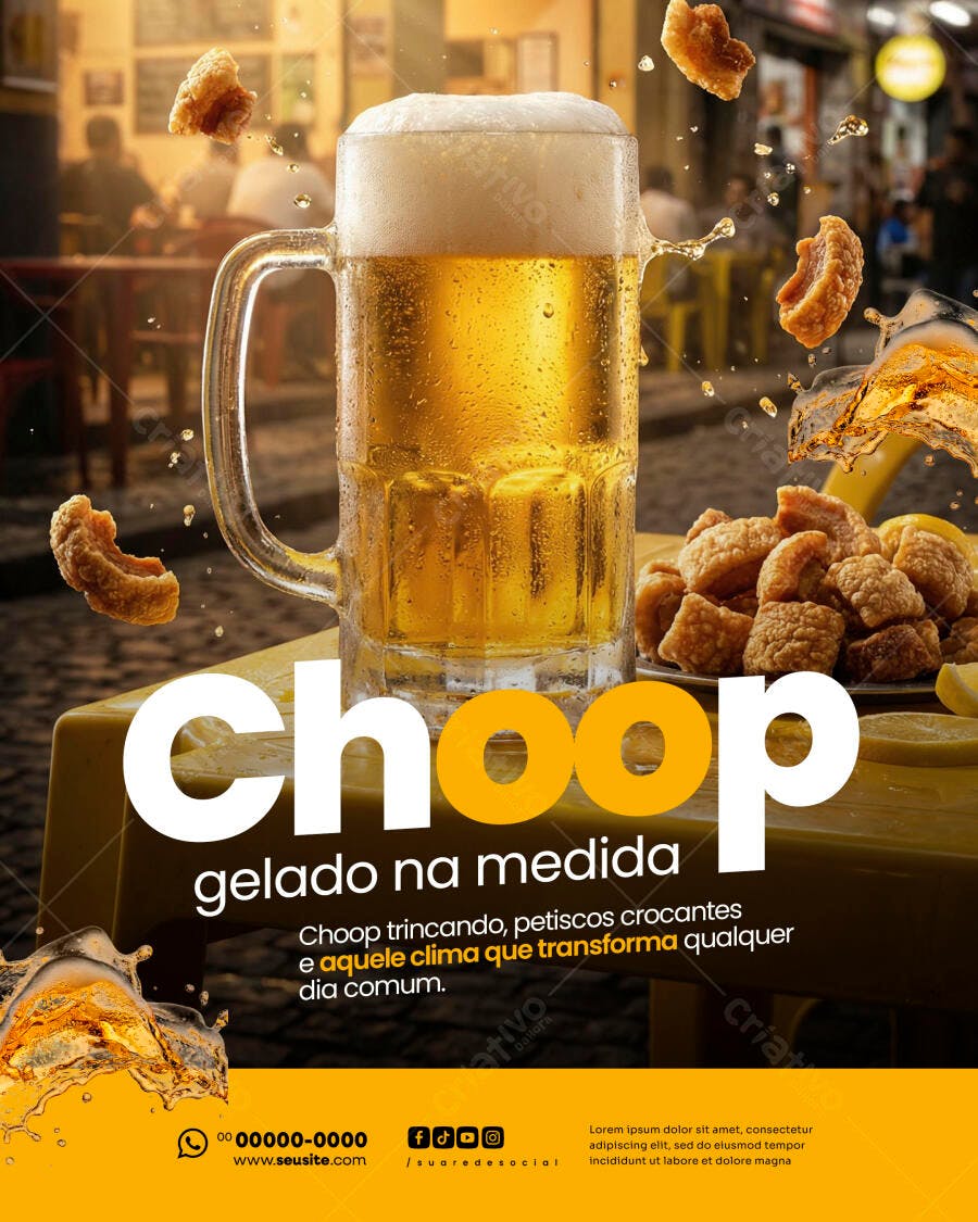 Flyer Chopp Gelado Bar Restaurante PSD Editável