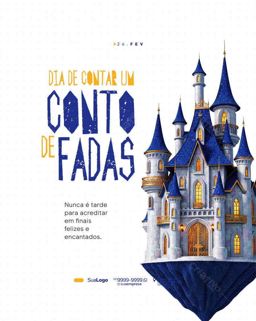 Post Instagram Dia de Contar um Conto de Fadas PSD Editável