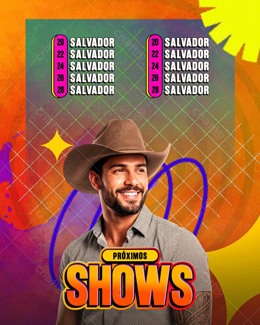 Flyer Shows Sertanejo Agenda Eventos PSD Editável