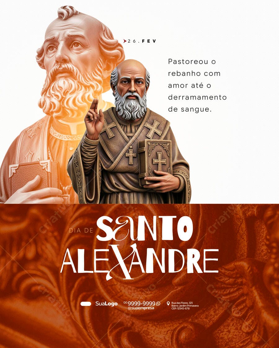 Post Dia de Santo Alexandre 26 de Fevereiro PSD Editável