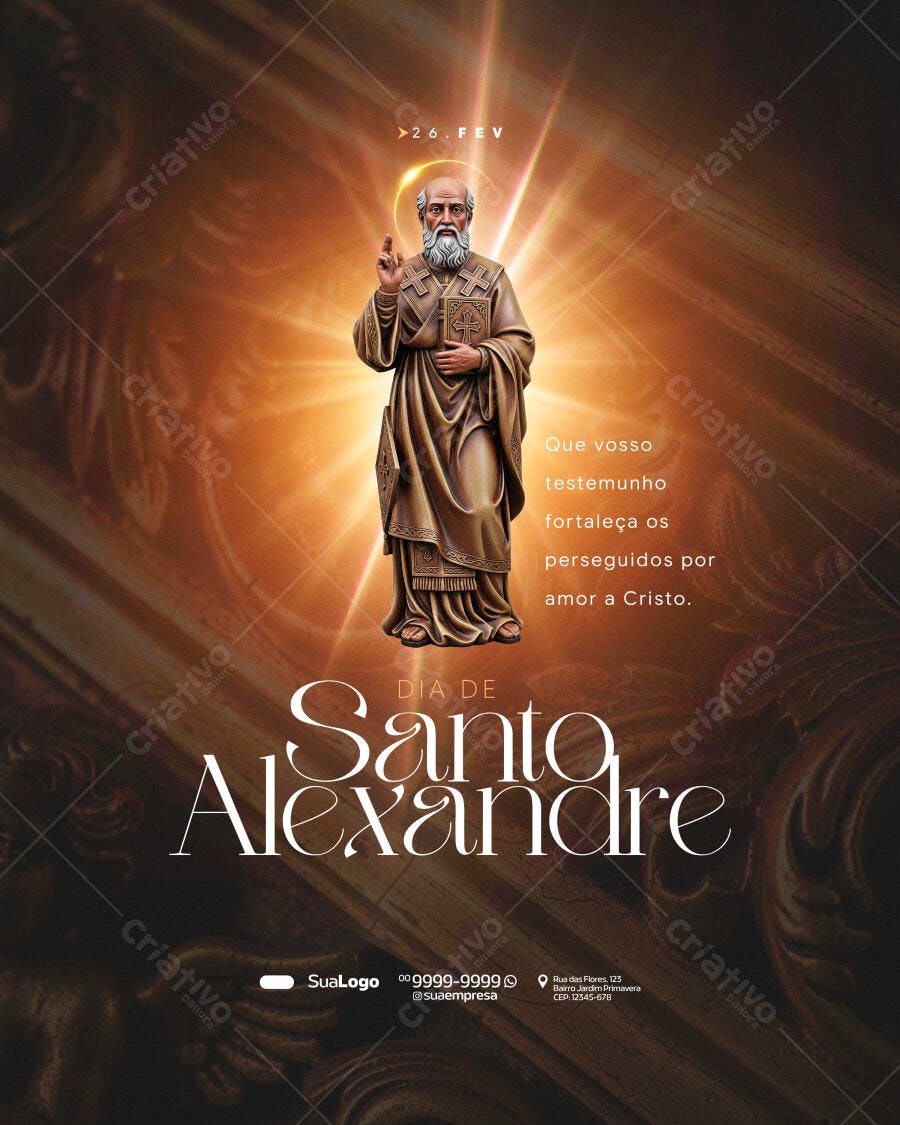 Post Dia de Santo Alexandre 26 Fevereiro PSD Editável