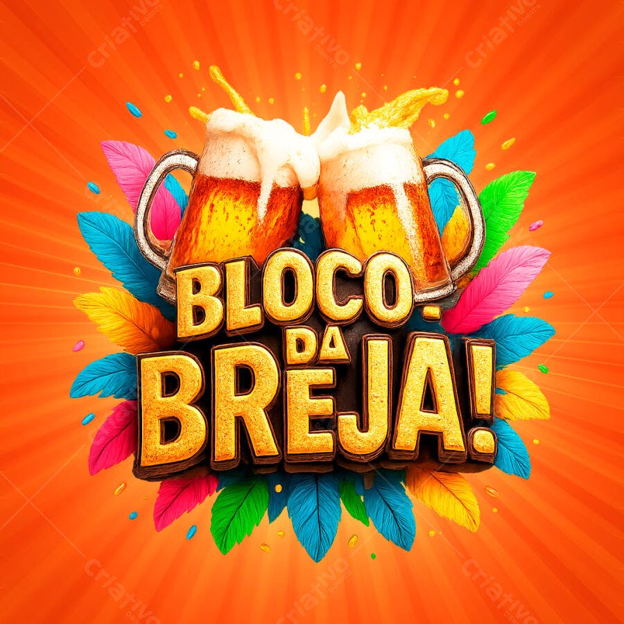 Bloco da Breja Carnaval Cerveja PNG Fundo Transparente