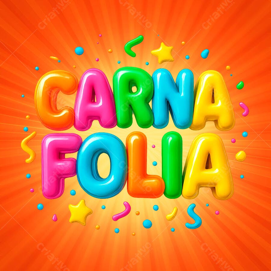 Carnafolia Título 3D Colorido PNG Fundo Transparente