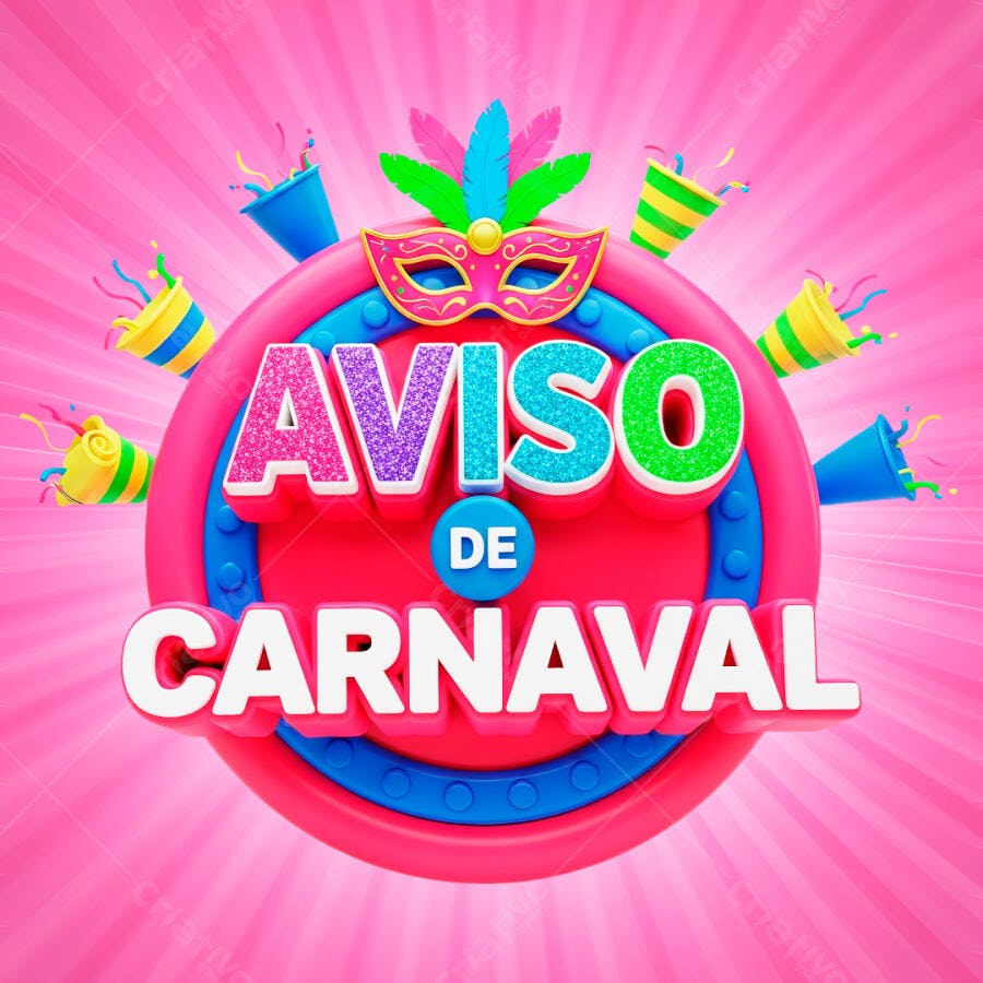 Selo 3D Aviso de Carnaval Máscara Festa Junina PNG