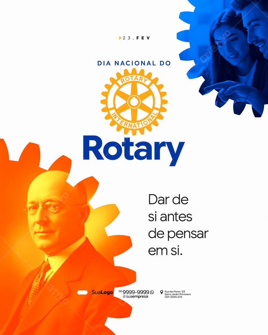 Post Dia Nacional do Rotary Fevereiro PSD Editável