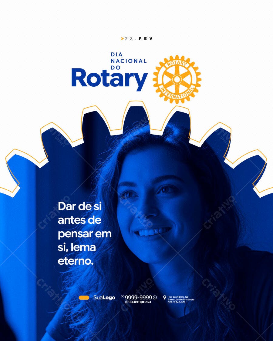 Post Dia Nacional do Rotary Fevereiro PSD Editável