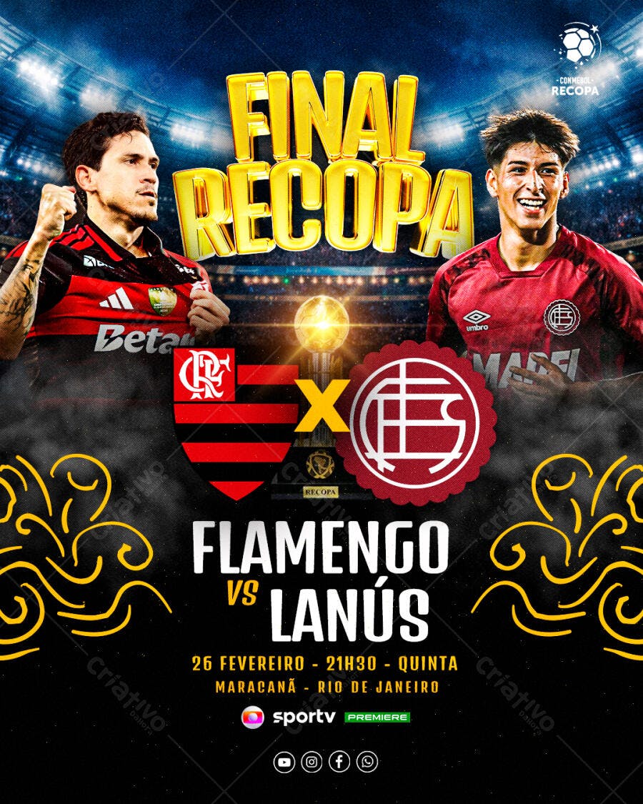 Post Instagram Final Recopa Flamengo Lanús PSD Editável
