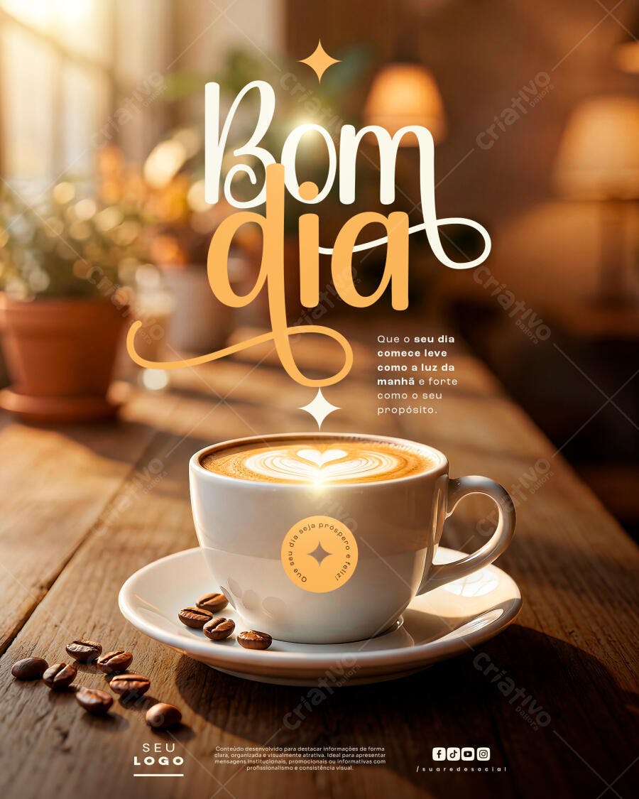 Post Instagram Bom Dia Cafeteria PSD Editável