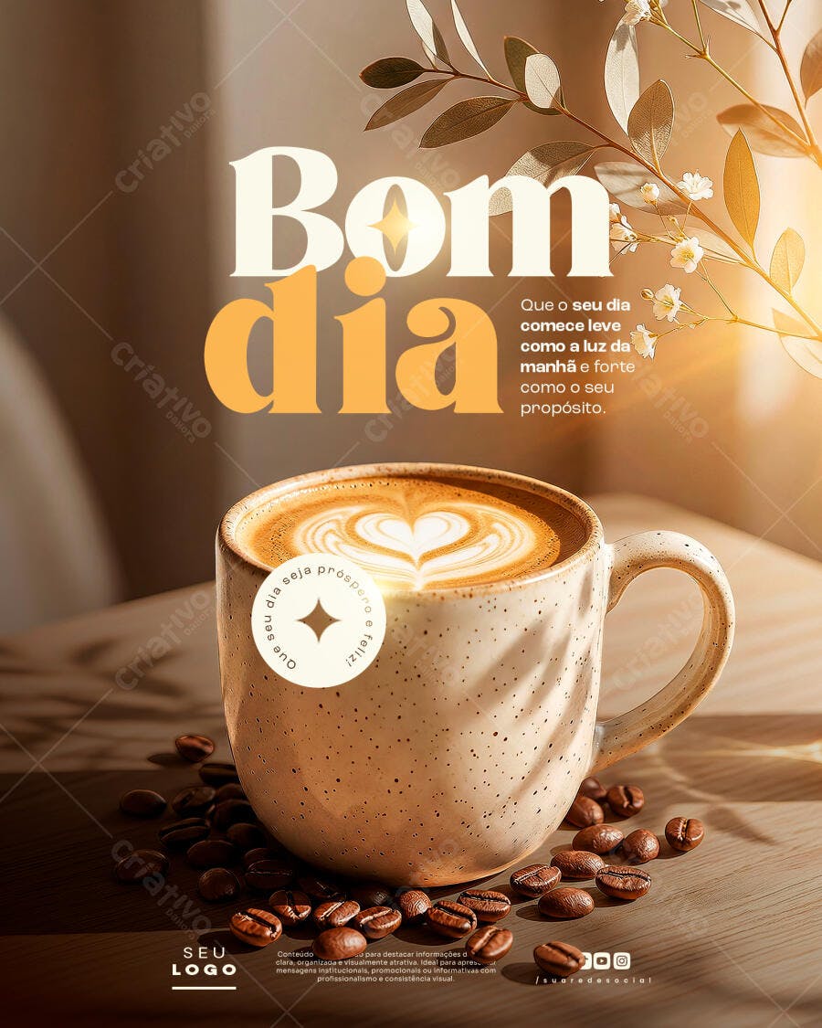 Post Instagram Bom Dia Cafeteria PSD Editável