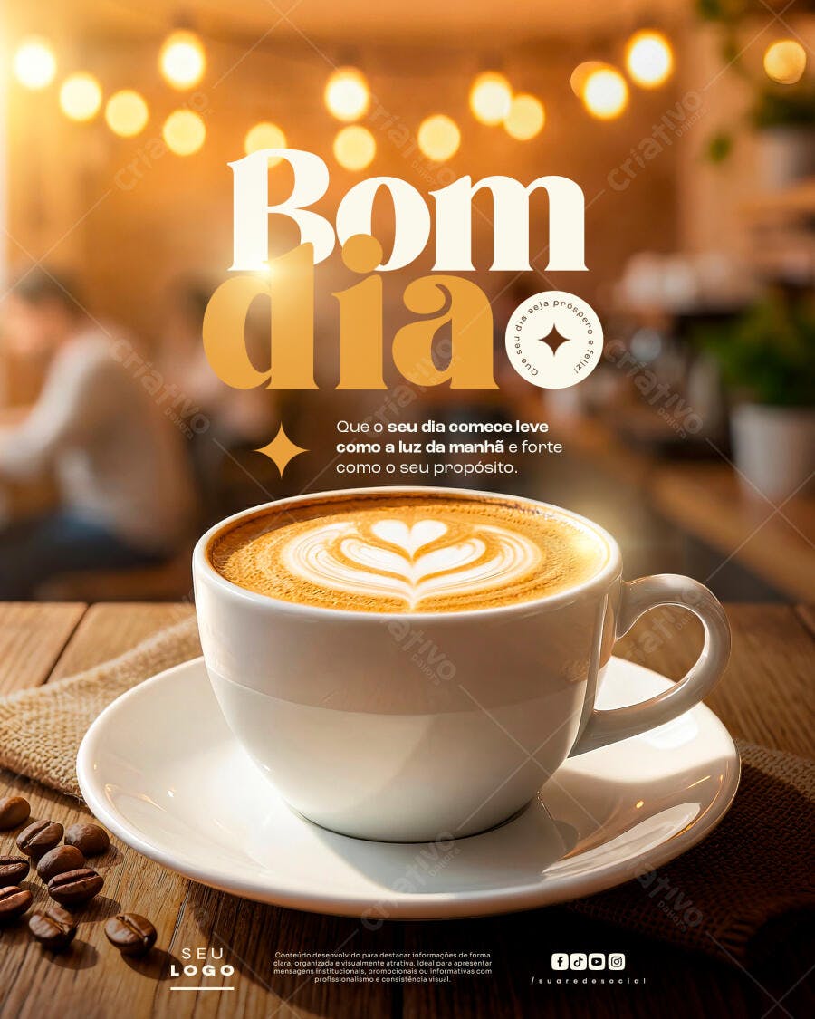Post Instagram Bom Dia Cafeteria PSD Editável