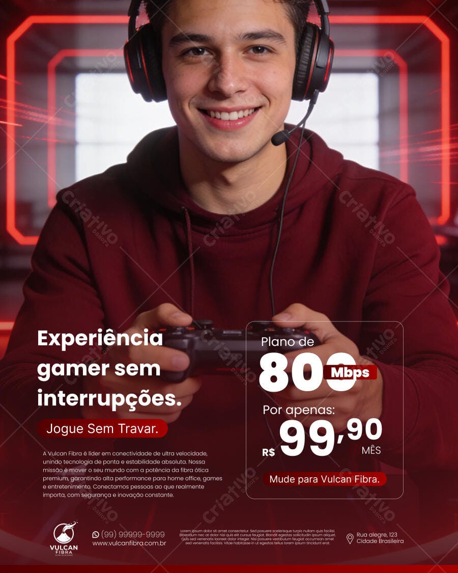 Flyer Internet Fibra Gamer Promoção PSD Editável