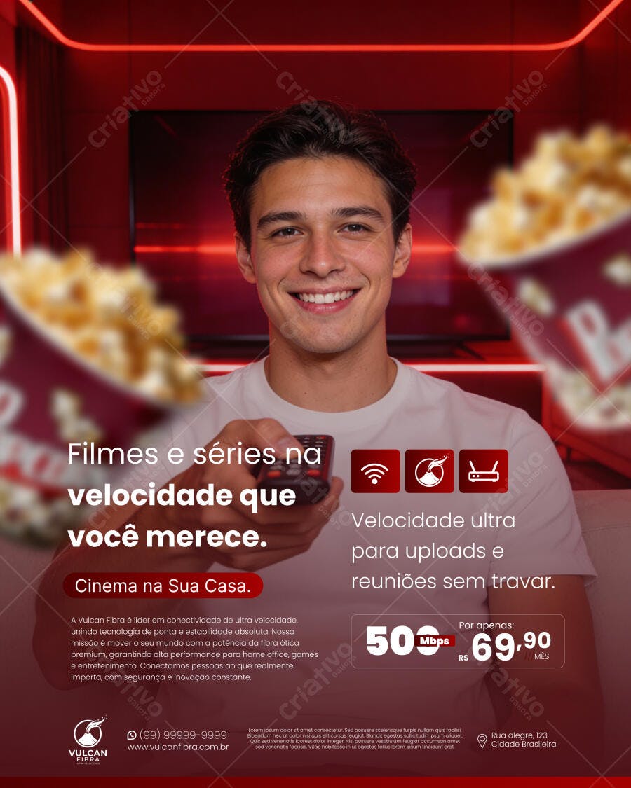Post Instagram Provedor Internet Fibra Óptica PSD Editável