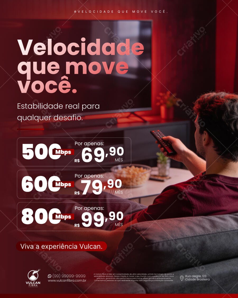 Post Instagram Provedor Internet Fibra Ótica PSD Editável