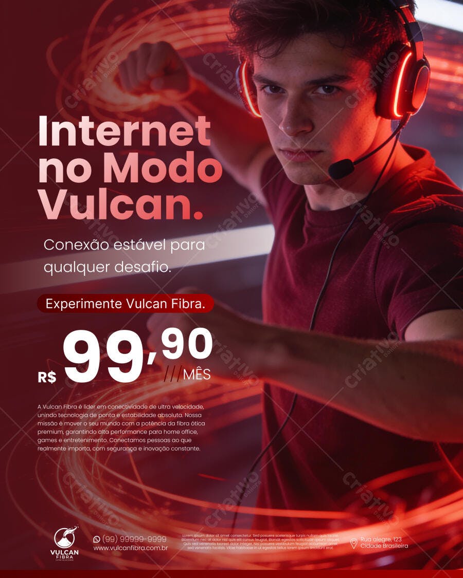 Flyer Internet Fibra Óptica Provedor PSD Editável