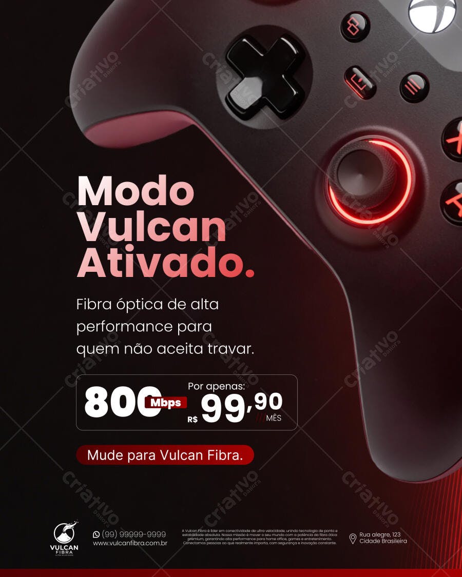 Post Instagram Internet Fibra Óptica Gamer PSD Editável
