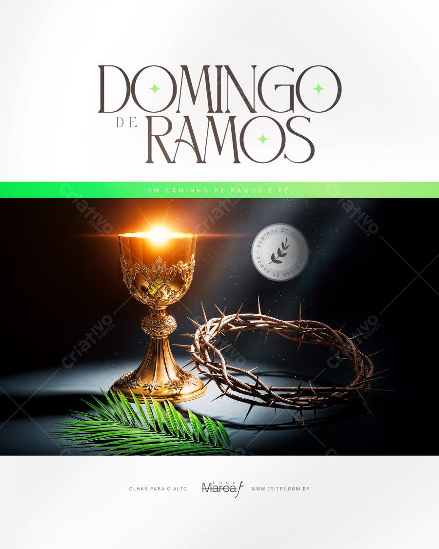 Flyer Domingo de Ramos Páscoa Igreja PSD Editável