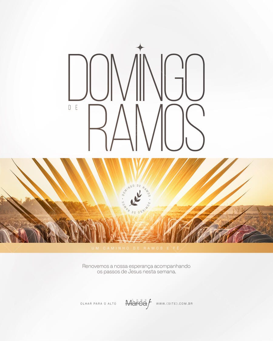 Flyer Domingo de Ramos Igreja Cristã PSD Editável