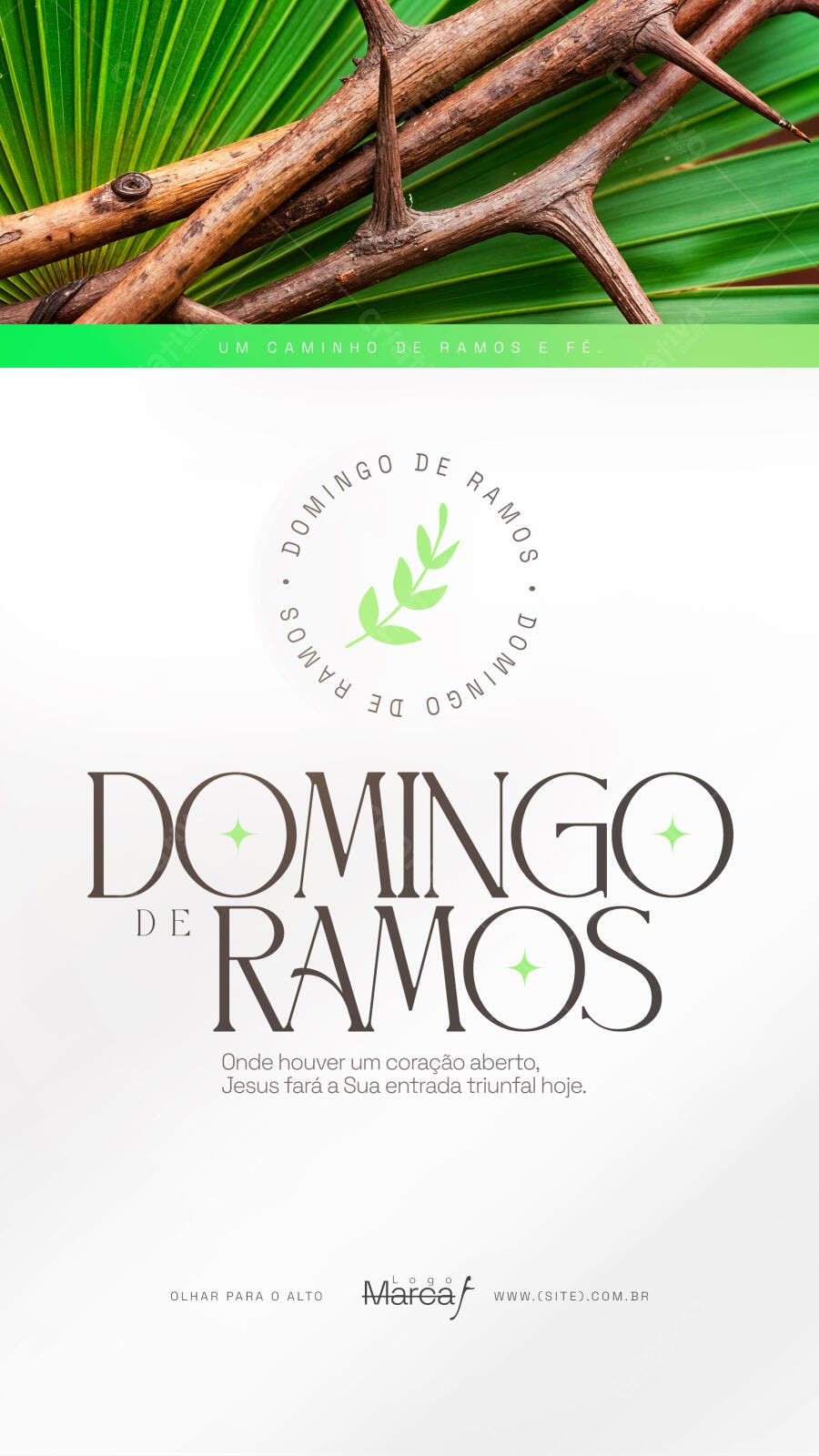 Post Instagram Domingo de Ramos Religioso PSD Editável
