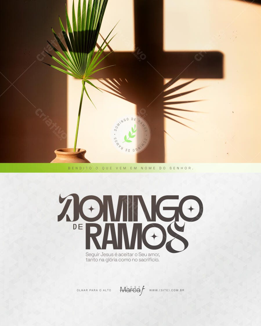 Post Instagram Domingo de Ramos Igreja Cristã PSD Editável