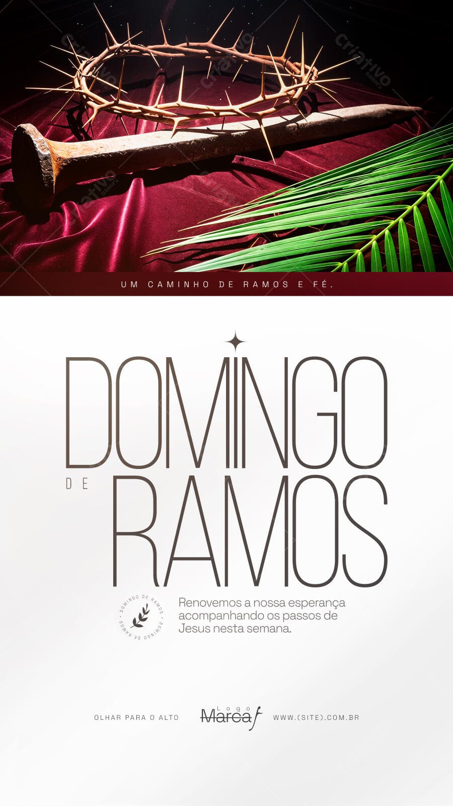 Post Instagram Domingo de Ramos Páscoa PSD Editável