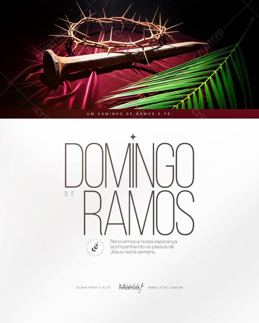 Post Instagram Domingo de Ramos Páscoa PSD Editável