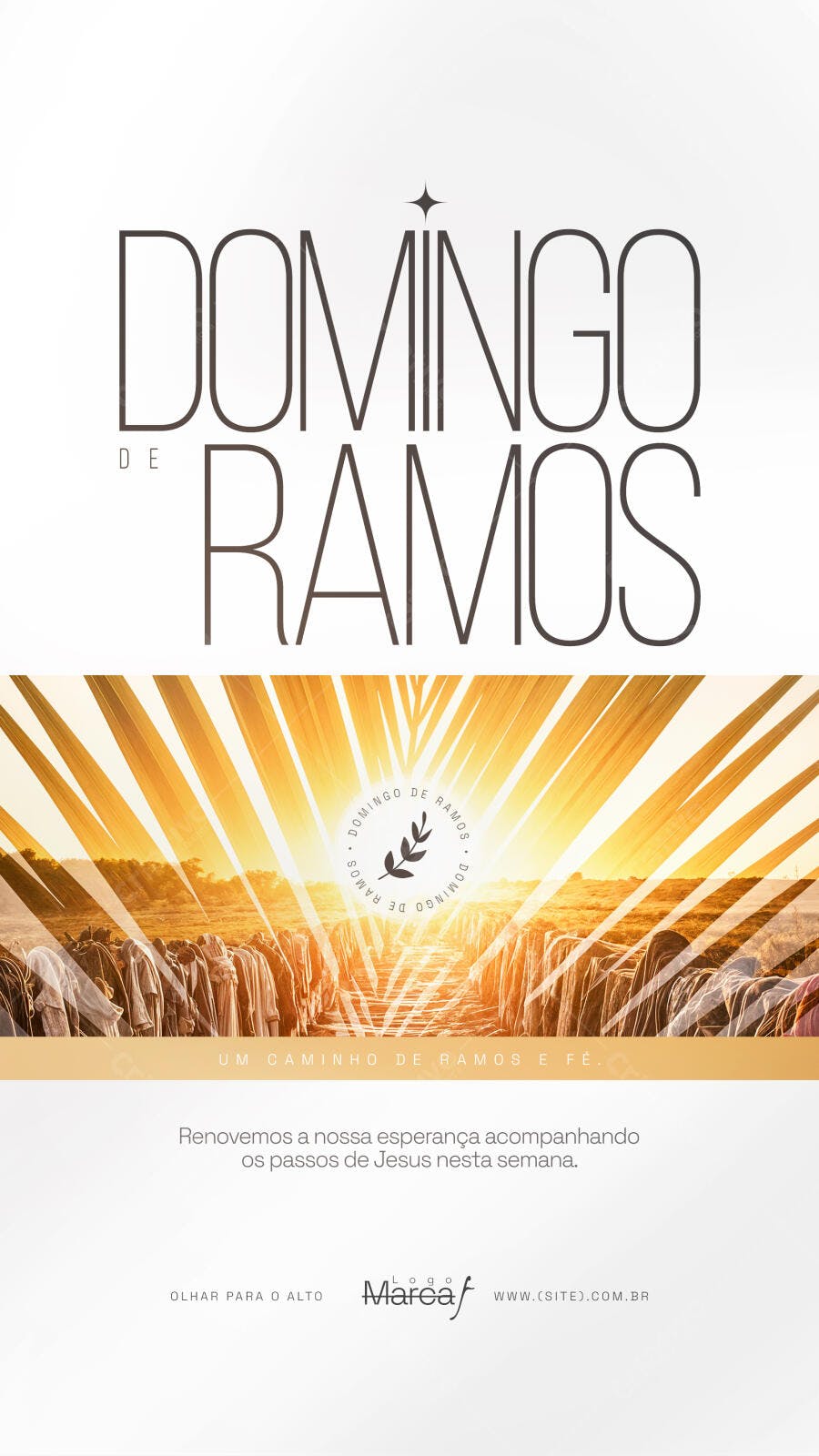 Post Instagram Domingo de Ramos Igreja PSD Editável