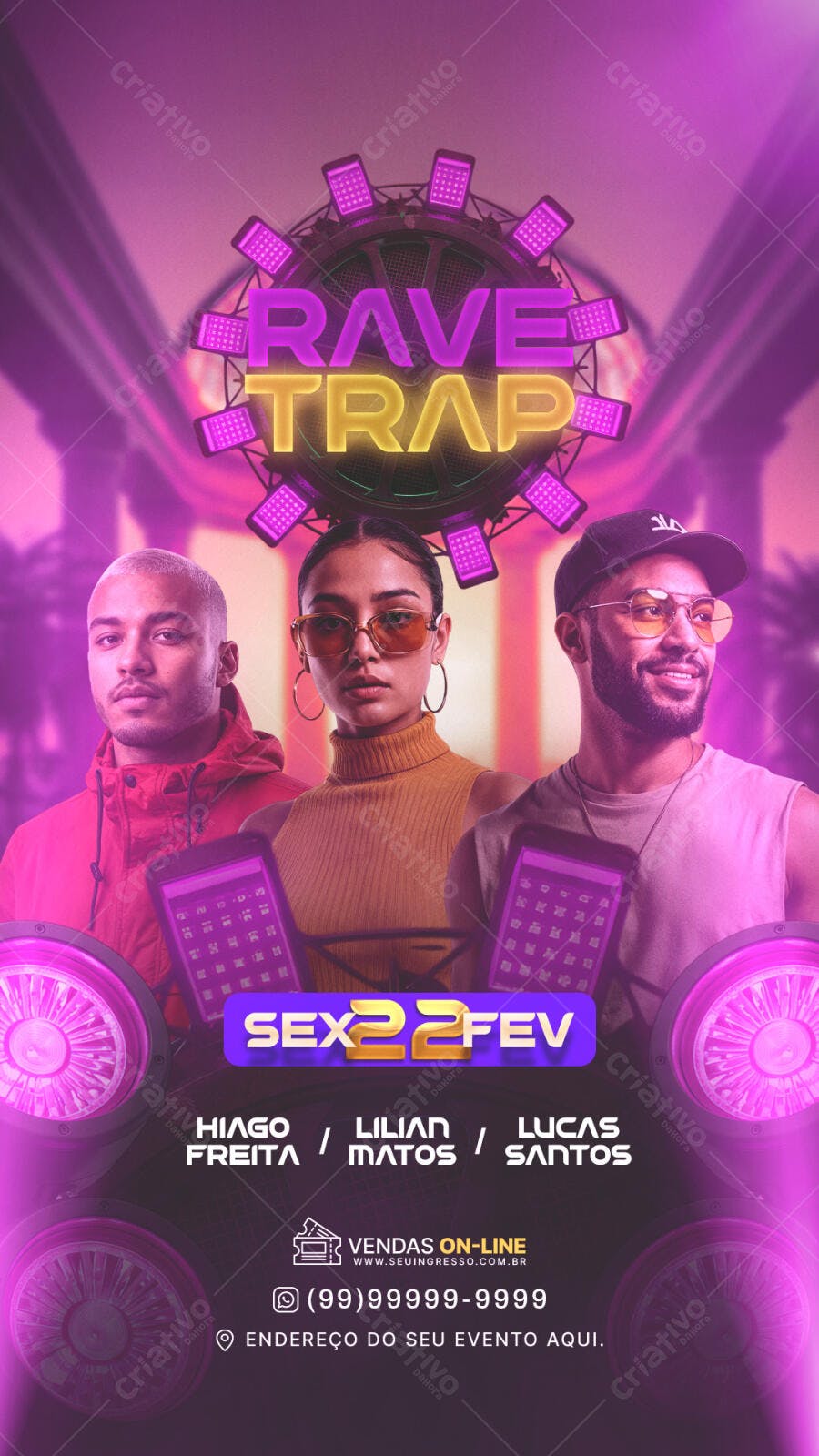 Flyer Rave Trap Festa Balada Fevereiro PSD Editável