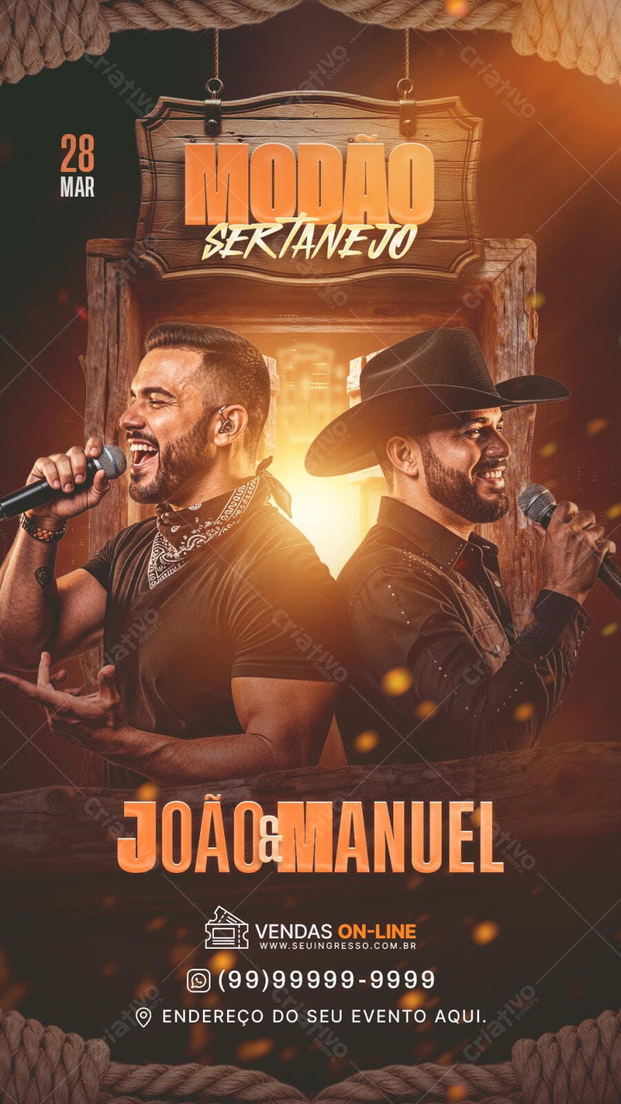 Story Instagram Modão Sertanejo João e Manuel PSD Editável