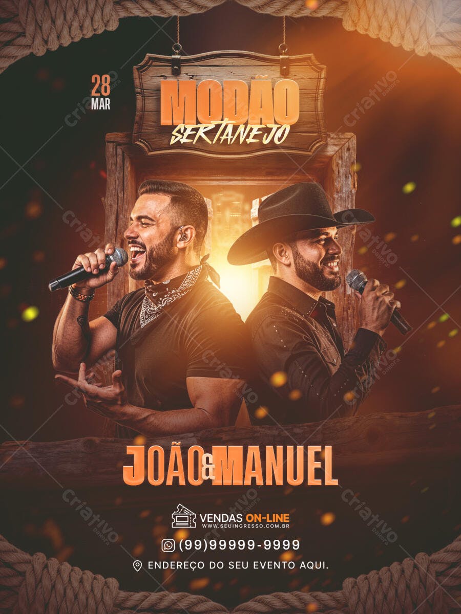 Flyer Modão Sertanejo João e Manuel PSD Editável