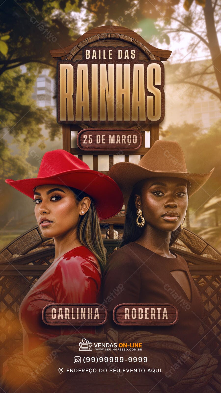 Story Instagram Baile das Rainhas Sertanejo Março PSD Editável