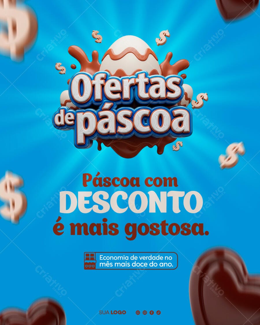 Post Páscoa Ofertas Desconto PSD Editável