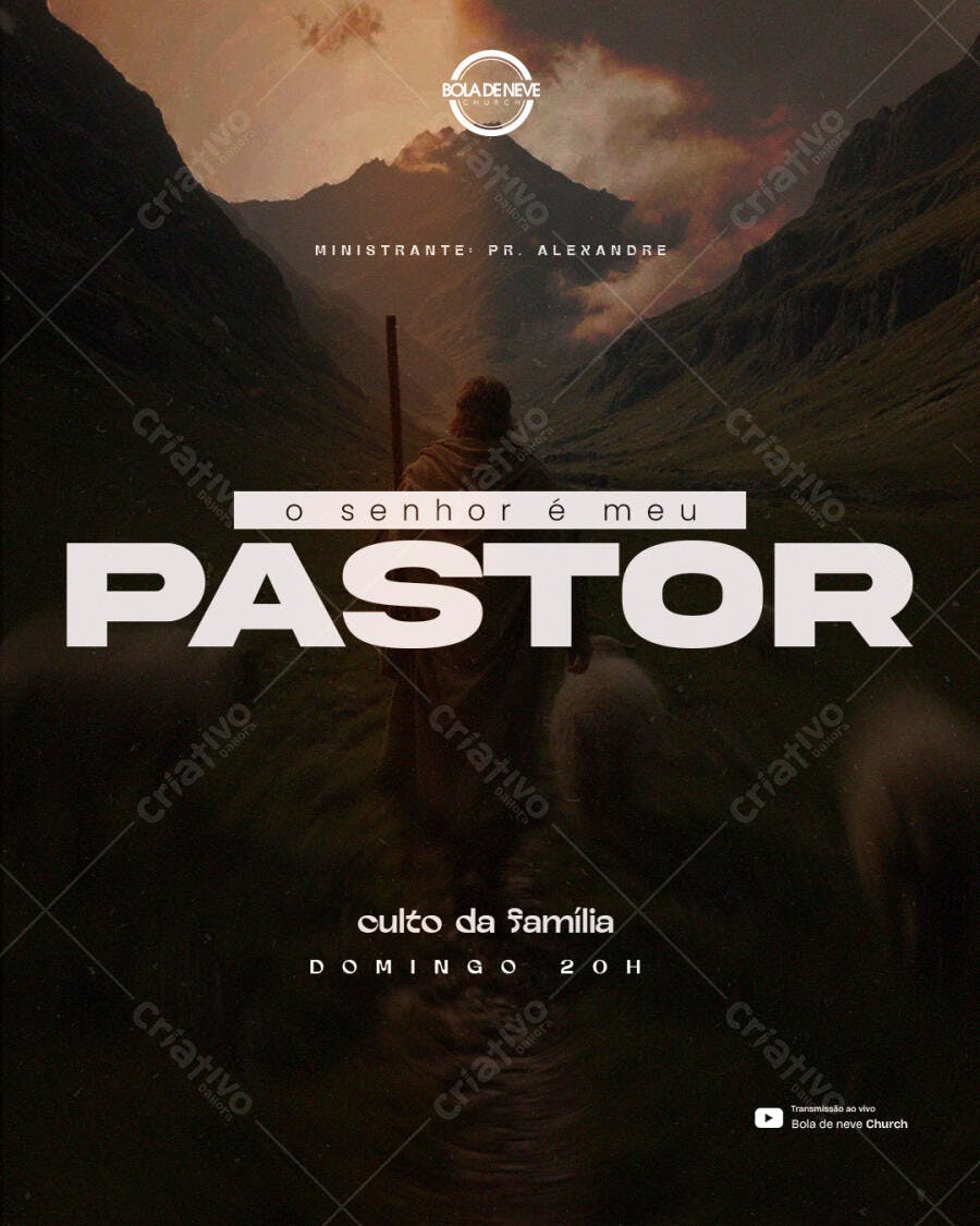 Post Instagram Igreja Culto da Família PSD Editável