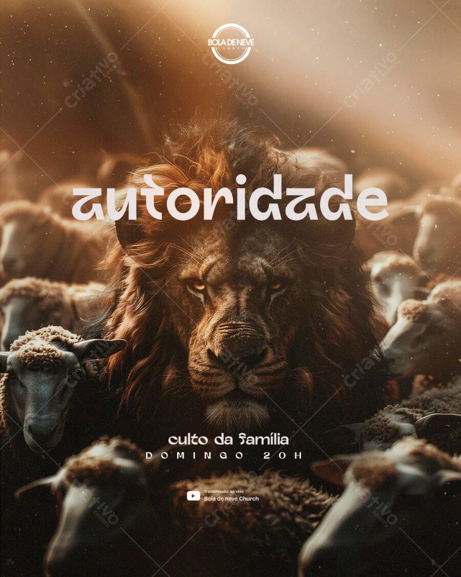 Post Instagram Igreja Culto da Família PSD Editável
