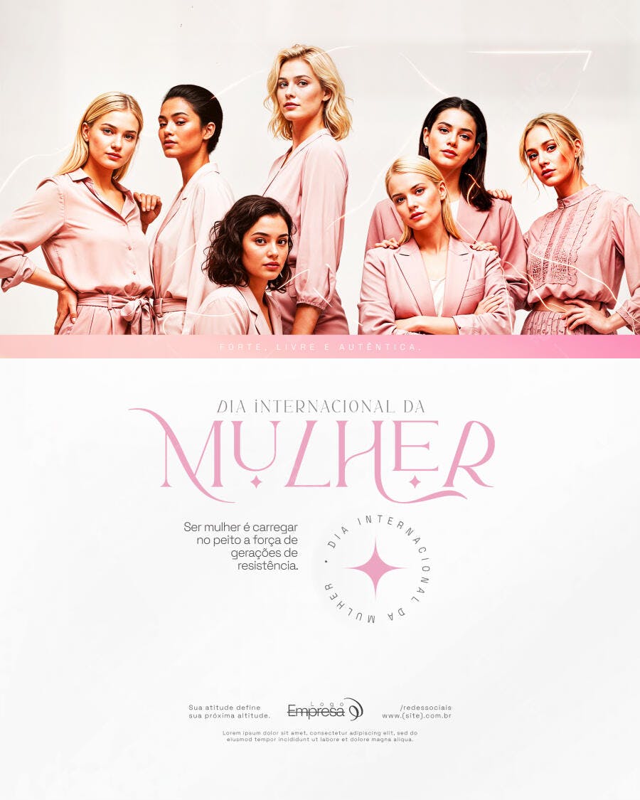 Post Instagram Dia Internacional da Mulher 8 de Março PSD Editável