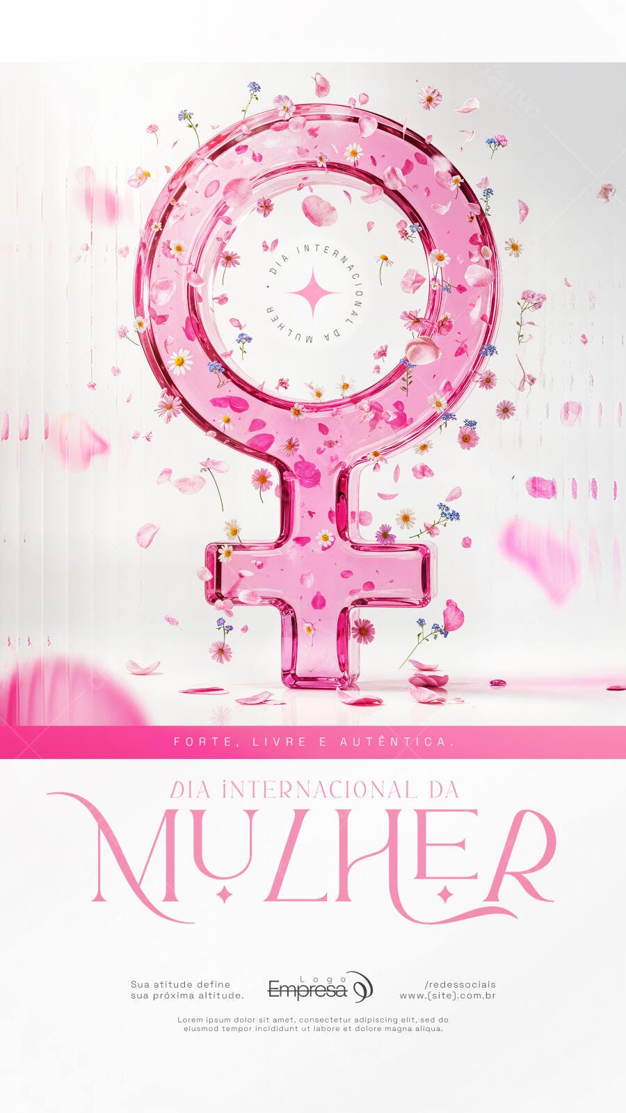 Flyer Dia Internacional da Mulher 8 de Março PSD Editável
