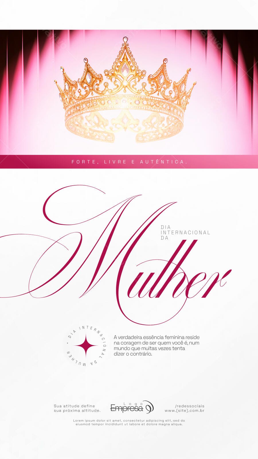 Flyer Dia Internacional da Mulher 8 de Março PSD Editável