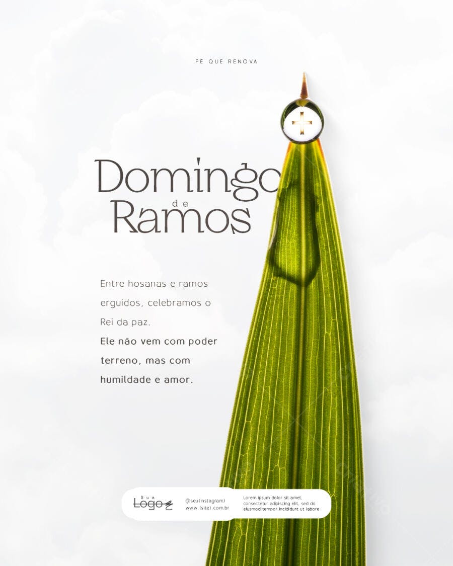 Post Instagram Domingo de Ramos Páscoa PSD Editável