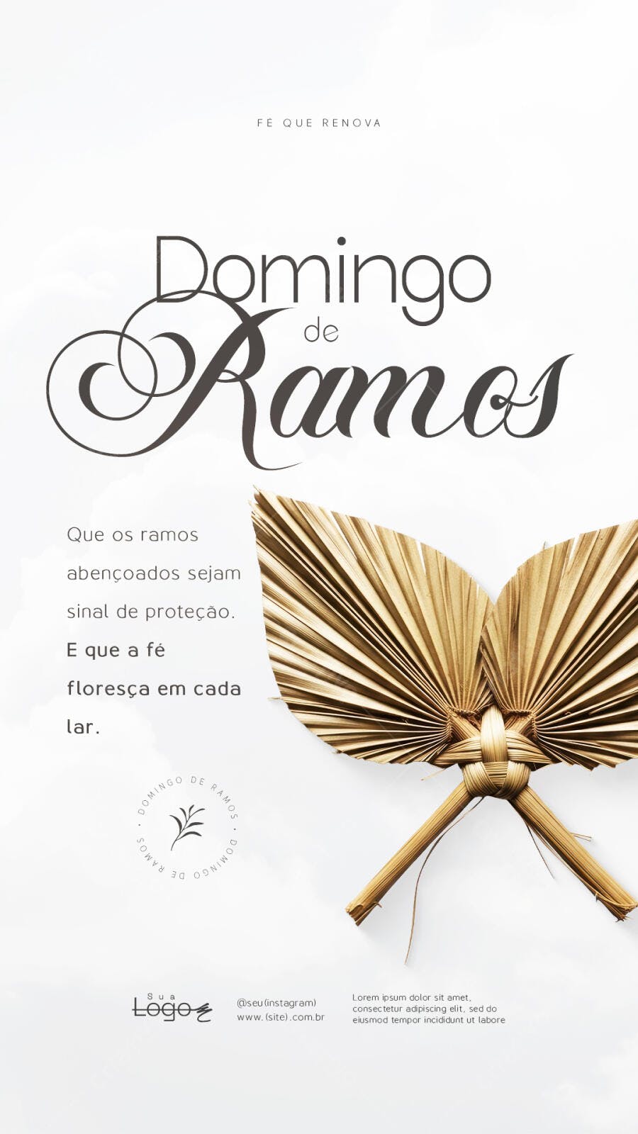 Post Instagram Domingo de Ramos Páscoa PSD Editável